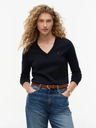 CO JERSEY STITCH V-NK SWEATER Desert Sky - Gr. - M