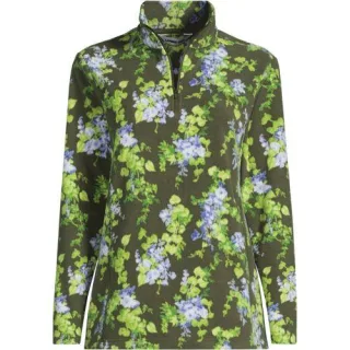 Gemusterter Fleece-Pullover mit Reißverschluss für Damen in Plus-Größe, Damen, size: plus, Pink, Polyester, by Lands' End