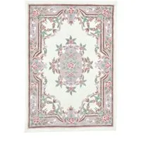 THEKO Teppich Ming, rechteckig, Höhe: 14 mm, handgefertigt, Pastell-Farben, florales Design, Wohnzimmer