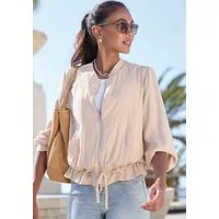LASCANA Blouson aus leicht glänzender Satinqualität mit Reißverschluss und Taschen Leichte Jacke mit Tunnelzug, luftige Blousonjacke ohne Futter, casual