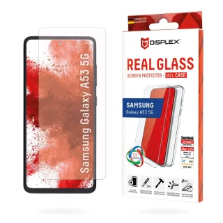 Displex Schutzglas (10H) + Schutzhülle für Samsung Galaxy A53 5G Eco-Montagerahmen + Case Tempered Glas kratzer-resistente Schutzfolie