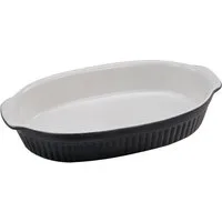 CreaTable Auflaufform Classic Black & White, Steinzeug, (1-St), markantes Streifenrelief, außen schwarz, innen weiß, 33,5 x 19 cm
