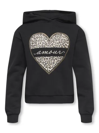 KIDS ONLY - KOGCOOPER LIFE HEART LS HOODIE SWT NOOS Black - Gr. - 140