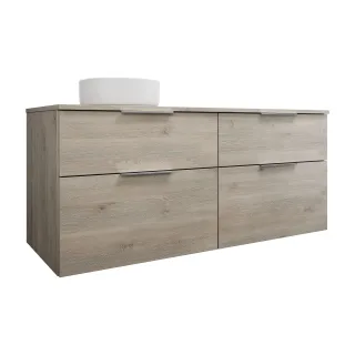 Burgbad Keramik Waschtisch-Set Eqio Eiche Dekor Flanelle/Alpinweiss, SGUW140LF2632C0001 SGUW140LF2632C0001