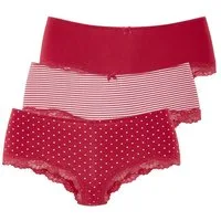 LASCANA Panty (3er-Pack) aus elastischer Baumwolle mit zarter Spitze