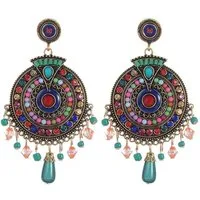 YouBella Ohrhänger-Set Bohemian Multi-Color Nickel Ohrringe Für Frauen & Mädchen (Enthaltene Komponenten: 1 Paar Ohrringe, Perfekt für besondere Anlässe, zum Verschenken & Hochzeit), Modisch & Schöner Kunstschmuck
