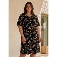Laura Scott CURVE Jerseykleid Große Größen in geblümter Optik, für vielseitige Alltagsmomente, A-Linie Passform