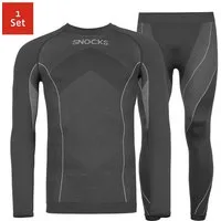 SNOCKS Thermounterhemd Thermounterwäsche mit Daumenloch für Herren (1-St) perfekt für Wintersportaktivitäten, atmungsaktiv und wärmeisolierend