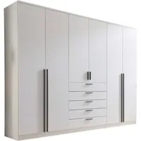 PREISBRECHER Drehtürenschrank Arnis 6 Türen, 5 Schubladen, Weiß - 270x210x52cm (BxHxT)