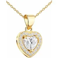 Limana Herzkette Damen 925 Silber gold vergoldet Herz Anhänger mit Zirkonia (Valentinstag Schmuck Liebe Ehefrau Echtschmuck inkl. Dose), Geschenk für Freundin Frauen Geburtstag Mutter Muttertag Weihnachten