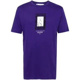 Off-White Paint Mirror Logo Slim Fit Lila T-Shirt