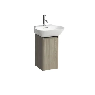 LAUFEN Waschtischunterschrank BASE 296x277x515 1 Tür Scharn. li Griff schwarz f.WT H815301 ulme hell H4030131102621