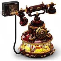 Esun Retro Telefon Bausteinset für Erwachsene, Vintage DIY Modellbausatz Spielbausteine, (Set, 1130 St., Komplettset), Realistischem Design, Karussell mit Handkurbel