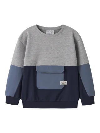 NAME IT - NMMOMER LS NREG SWEAT BRU Grey Melange - Gr. - 98
