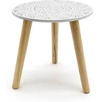 Spetebo Beistelltisch Dekotisch 30 cm in Weiß mit dekorativer Tischplatte (Stück, 1-St., Beistelltisch), Belastbar bis max. 7 kg