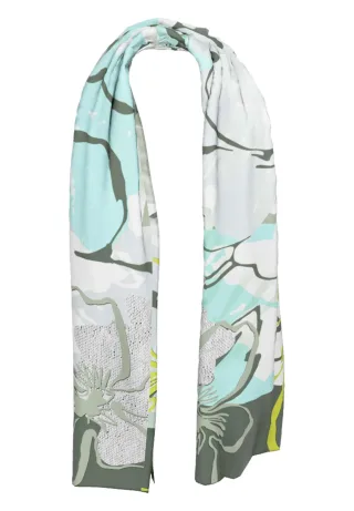 FRANK WALDER - Schal CARIBBEAN DREAM mit modernem Print ecru/khaki/blue lagoon - Gr. - 0