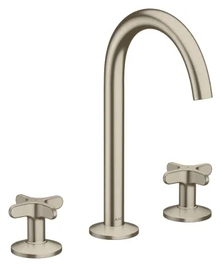 Hansgrohe 3-Loch Waschtischarmatur AXOR One 170 Kreuzgriff Push-Open Ablaufgarn. brushed nickel, 48 48040820