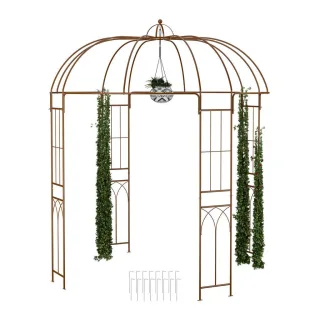 Relaxdays Rosenpavillon, Braun, Metall, 211x269x211 cm, Gartenzubehör, Gartendeko