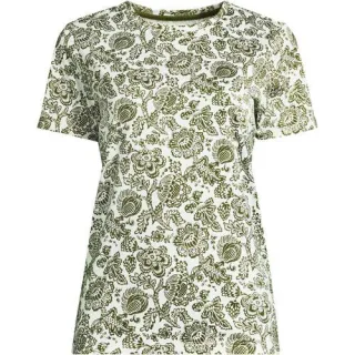 Supima Kurzarm-Shirt mit rundem Ausschnitt für Damen, Damen, size: regular, Grün, Baumwolle, by Lands' End