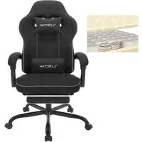 Woltu Gaming-Stuhl (1 St), mit Kopfkissen Lendenkissen Fußstütze ergonomisch, Tech-Stoff