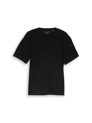 Denim Tom Tailor - Relaxed Fit T-Shirt mit Rippbündchen black - Gr. - L