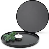 Spetebo Tablett Dekoteller in edlem matt schwarz, Metall, (Set, 2-tlg., je Ø 21,5 cm), Modernes Dekotablett rund mit Rand