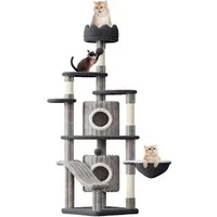 Dogat Kratzbaum Kratzbaum 162 cm für Wohnungskatzen, BxTxH: 48x48x162cm, 5 Sisal-Kratzsäulen, 2 Höhlen, 2 Spielbällen