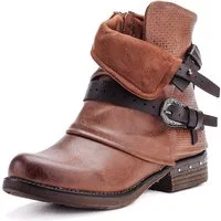 Pogolino ST140 Bikerboots Damen Biker Boots leicht gefüttert Stiefeletten mit Schnalle