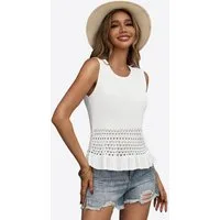 Imily Bela Strickweste Damen Weste mit Rundhals und Volant (Packung, 1-tlg., 1per-Pack) in Unifarbe