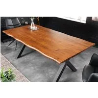 riess-ambiente Baumkantentisch GENESIS 200cm braun/schwarz - 3,5cm Massivholz-Platte, X-Gestell (Einzelartikel, 1-St), Industrial Design & für 8 Personen - ideal für Dein Loft-Esszimmer