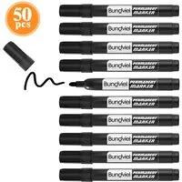 Bundviel Permanentmarker 50 xPermanent Marker Filzstift,schwarz Rundspitze ca.3 mm Wasserfest
