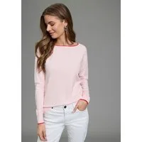 Laura Scott Strickpullover aus frühlingsleichtem Feinstrick leichter Übergangspullover mit modernen, zarten Kontrastdetails