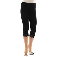 YESET Caprihose Capri 3/4 Leggings Spitze Baumwolle Damen SCHWARZ XXL