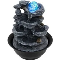 COSTWAY Zimmerbrunnen, Wasserbecken BxT: 21.5x21.5 cm, Wasserbrunnen Stein Optik mit rollender Kugel