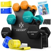 KESSER Hantel-Set, (12 kg Set 2 x (1+2+3)kg), Kurzhantel Gymnastikhanteln mit Ständer Aufbewahrung