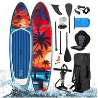 BRAST SUP-Board Tropic Aufblasbares Stand up Paddle Set - 320x81x15cm, 5 Jahre Garantie inkl. Sonderzubehör, (2in1 Paddel Kajak-Sitz Action-Cam-Halterung), Fußschlaufe Paddel Pumpe Rucksack