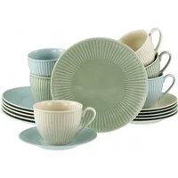 CreaTable Kaffeeservice Valencia Pastell, Kaffee-Service 18-tlg (18-tlg), 6 Personen, Porzellan, Elegant, Boho Chic