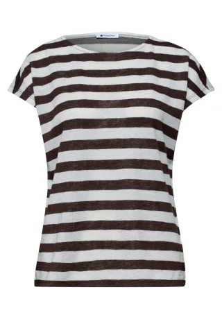 Street One - Shirt mit Streifen und Glitzer braun/silver - Gr. - 40