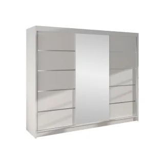Mirjan24 Schwebetürenschrank, Weiß, Holzwerkstoff, 9 Fächer, Rechteckig, 200x215x58 cm, Schlafzimmer, Kleiderschränke, Schwebetürenschränke