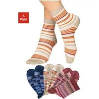 H.I.S Socken Ringelsocken kurze Schafthöhe, Mini Crew Socken, Baumwolle (Packung, 6-Paar) mit Ringeln Damen