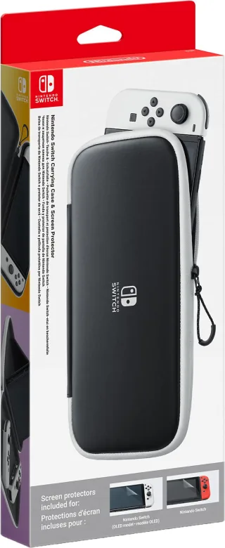 Nintendo Switch Tasche und Schutzfolie schwarz/weiß