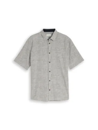 Tom Tailor - Comfort Fit Kurzarmhemd mit Muster greyish olive tonal design - Gr. - XXL