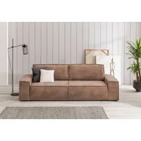 OTTO home 3-Sitzer SHERWOOD Vintage Lederoptik Schlafsofa (257cm), Schlaffunktion mit Bettkasten (ca. 136/200cm)