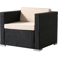 Arebos Gartensessel Poly-Rattan Gartenlounge, Inkl. Sitz- und Rückenkissen, Schwarz (1-St), UV-beständigen Polyrattan-Geflecht