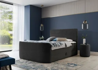 Boxspringbett Schlafzimmerbett BODY 200x200cm in Stoff Schwarz inkl. Bettkasten