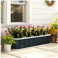 Outsunny Hochbeet mit Klickverschlüssen, Gefaltete Kante (Gartenbeet, 1 St., Pflanzbeet), 136 x 52 x 31 cm für Garten Balkon, Blumen, Pflanzen