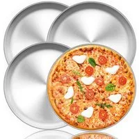 LuxusKollektion Pizzablech Pizzablech 4er-Set Edelstahl 29 cm Rund Pizza Backblech Ofen - Gesund