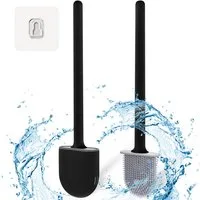 MAQETARA Products WC-Reinigungsbürste Premium Silikon Klobürste für Badezimmer, Bad, WC, Toilette, Reinigung, (Packung), Schnell Trocknende WC Bürste mit Wandbefestigung zum Kleben