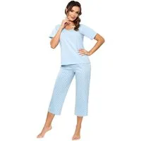 Donna Schlafanzug Sky (Set, 2 tlg., 2-teilig) Damen Capri-Pyjama 2-teilig 3/4 Hose Kurzarm Baumwolle