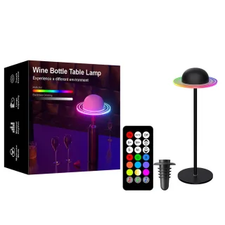 Elfeland Saturn Planet Style RGB Ambient Table Lamp Remote Control Music Sync USB Rechargeable Wine Bottle Decorative Mo